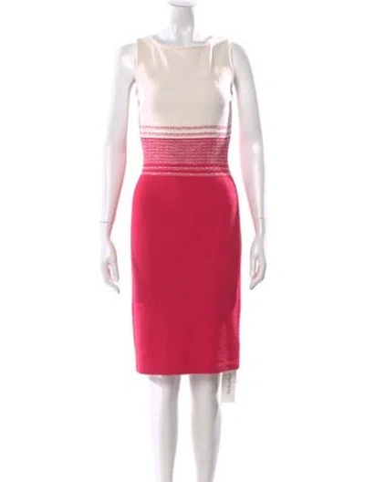 Pre-owned St John Wool Knee-length Dress In Pink