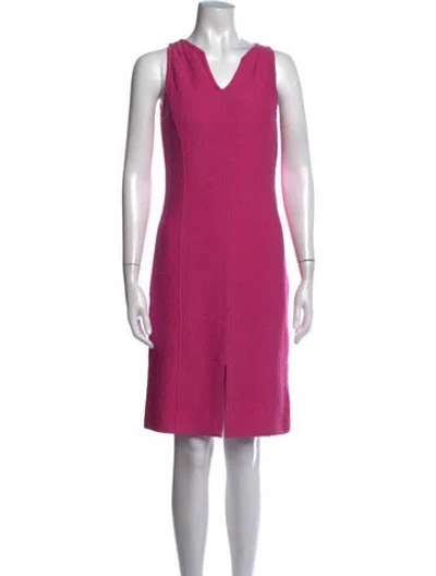 Pre-owned St John Wool Knee-length Dress In Pink