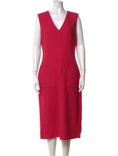 Pre-owned St John Wool Knee-length Dress In Pink