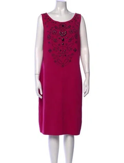 Pre-owned St John Wool Knee-length Dress In Pink