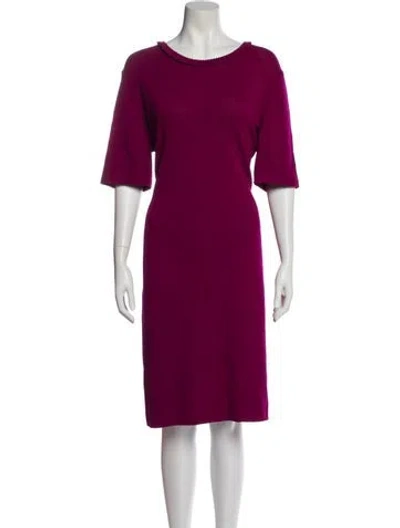 Pre-owned St John Wool Knee-length Dress In Purple