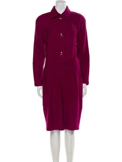Pre-owned St John Wool Knee-length Dress In Purple