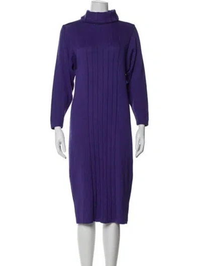 Pre-owned St John Wool Knee-length Dress In Purple