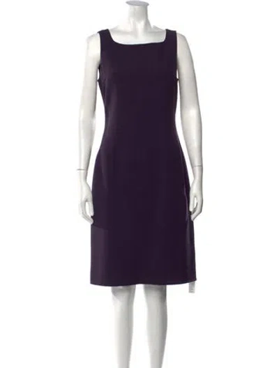 Pre-owned St John Wool Knee-length Dress In Purple