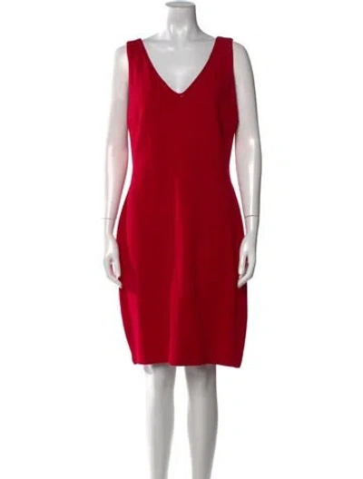 Pre-owned St John Wool Knee-length Dress In Red