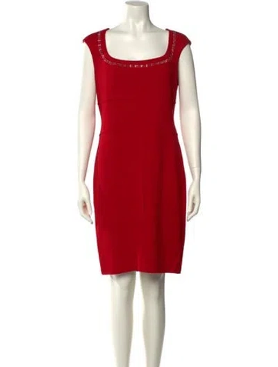 Pre-owned St John Wool Knee-length Dress In Red