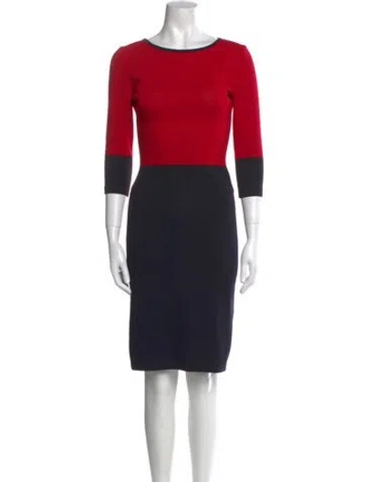 Pre-owned St John Wool Knee-length Dress In Red