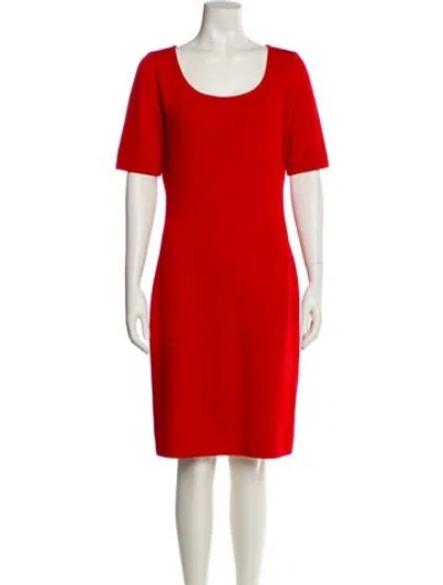 Pre-owned St John Wool Knee-length Dress In Red