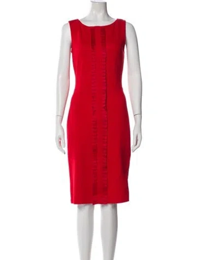 Pre-owned St John Wool Knee-length Dress In Red