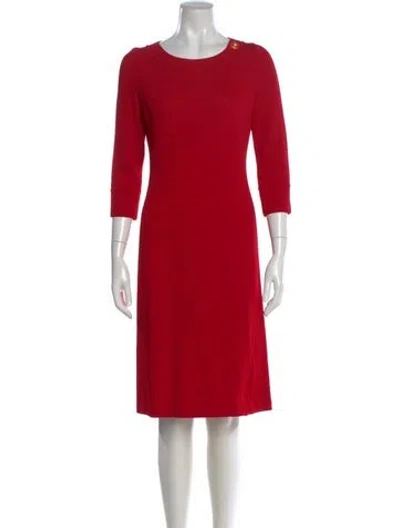 Pre-owned St John Wool Knee-length Dress In Red