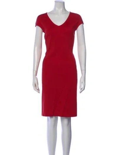 Pre-owned St John Wool Knee-length Dress In Red