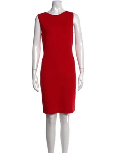 Pre-owned St John Wool Knee-length Dress In Red