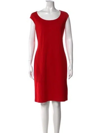 Pre-owned St John Wool Knee-length Dress In Red