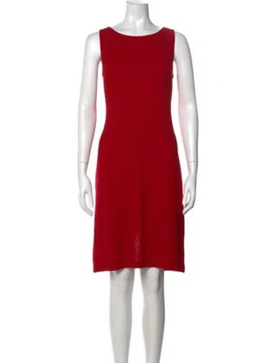 Pre-owned St John Wool Knee-length Dress In Red