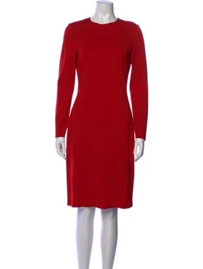 Pre-owned St John Wool Knee-length Dress In Red