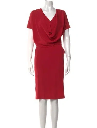 Pre-owned St John Wool Knee-length Dress In Red