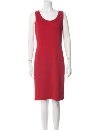 Pre-owned St John Wool Knee-length Dress In Red