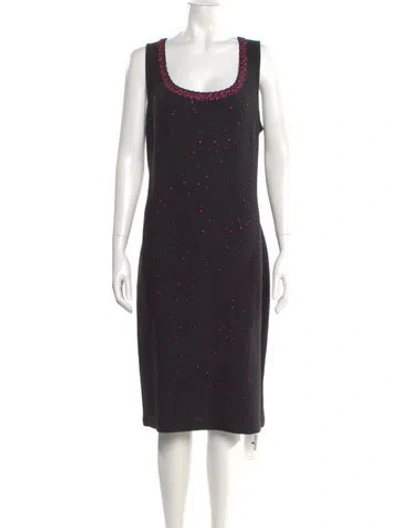 Pre-owned St John Wool Knee-length Dress In Silver