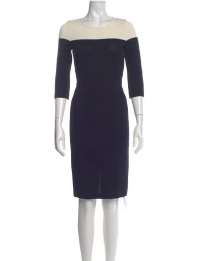 Pre-owned St John Wool Knee-length Dress W/ Tags In Blue