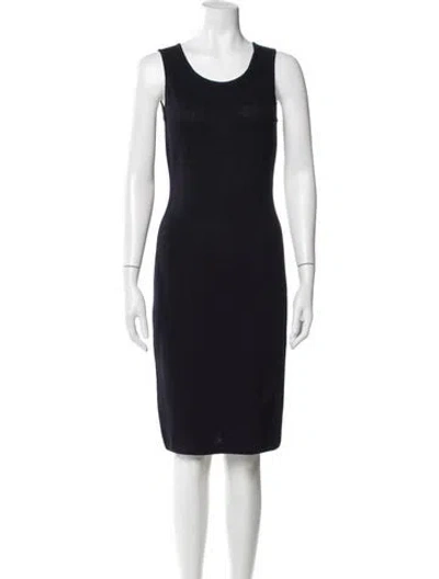 Pre-owned St John Wool Knee-length Dress W/ Tags In Blue