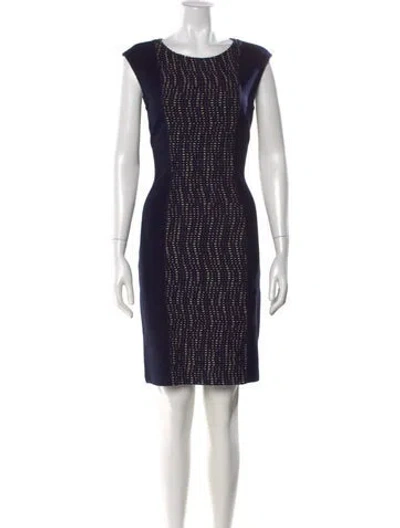 Pre-owned St John Wool Knee-length Dress W/ Tags In Blue