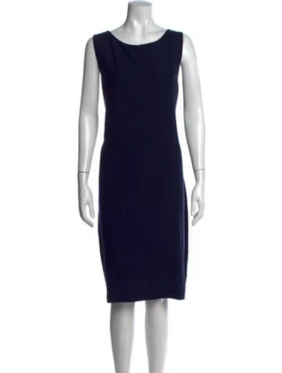 Pre-owned St John Wool Knee-length Dress W/ Tags In Blue