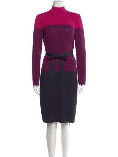 Pre-owned St John Wool Knee-length Dress W/ Tags In Purple