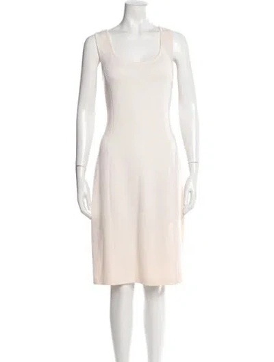 Pre-owned St John Wool Knee-length Dress In White