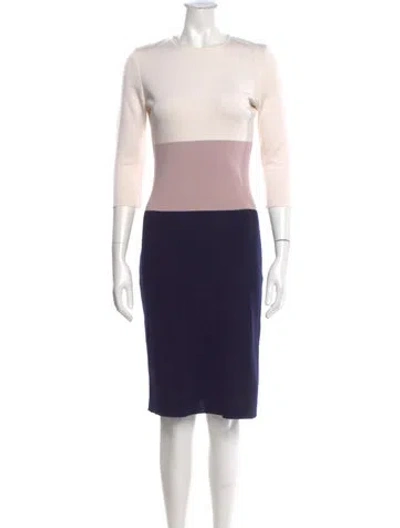 Pre-owned St John Wool Knee-length Dress In White