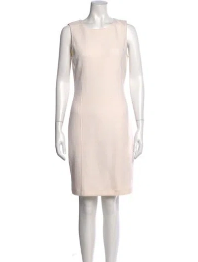 Pre-owned St John Wool Knee-length Dress In White