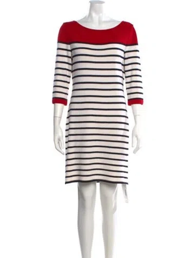 Pre-owned St John Wool Knee-length Dress In White