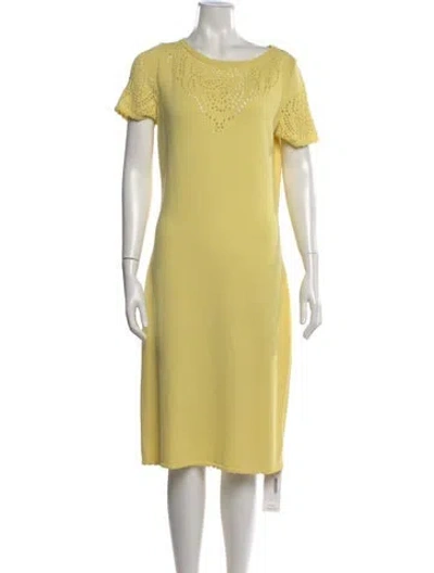 Pre-owned St John Wool Knee-length Dress In Yellow