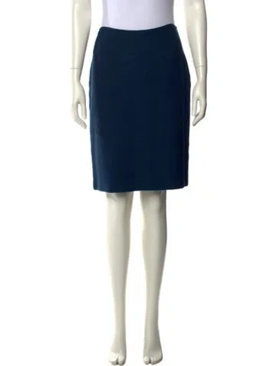 Pre-owned St John Wool Knee-length Skirt In Blue