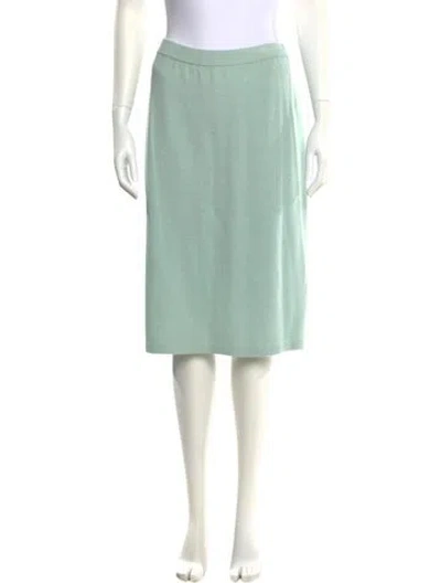 Pre-owned St John Wool Knee-length Skirt In Green