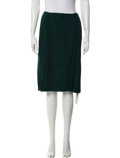 Pre-owned St John Wool Knee-length Skirt In Green