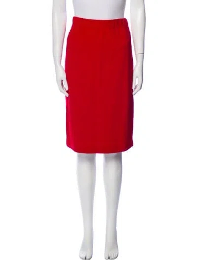 Pre-owned St John Wool Knee-length Skirt In Red