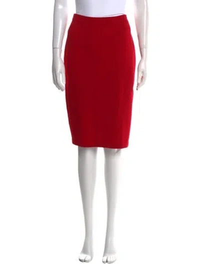 Pre-owned St John Wool Knee-length Skirt In Red