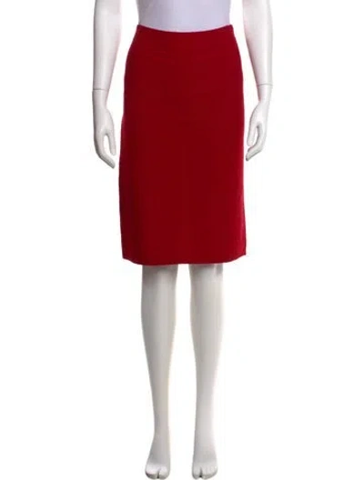 Pre-owned St John Wool Knee-length Skirt In Red