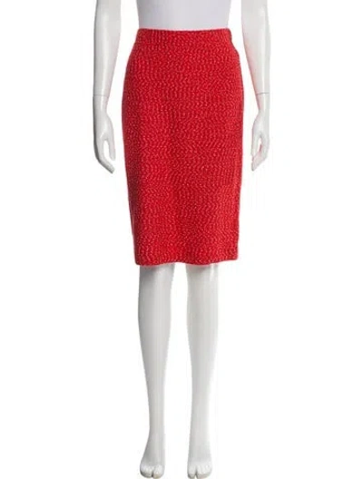 Pre-owned St John Wool Knee-length Skirt In Red