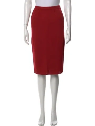 Pre-owned St John Wool Knee-length Skirt In Red