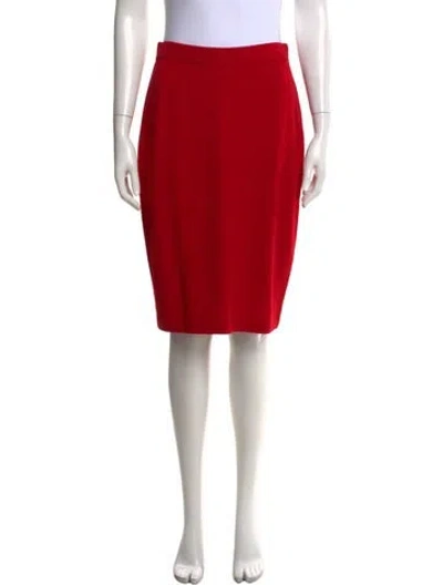 Pre-owned St John Wool Knee-length Skirt In Red