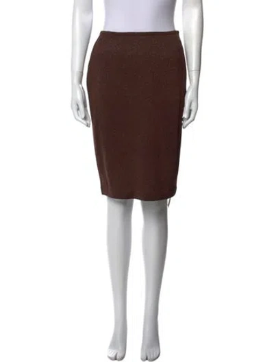 Pre-owned St John Wool Knee-length Skirt W/ Tags In Brown