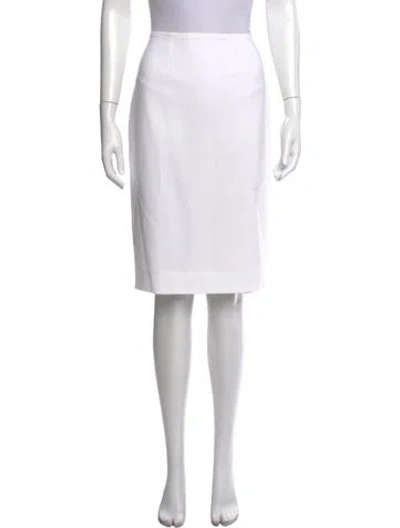 Pre-owned St John Wool Knee-length Skirt In White