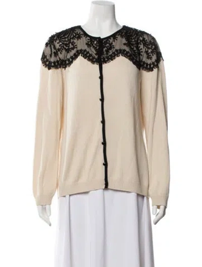 Pre-owned St John Wool Lace Pattern Sweater