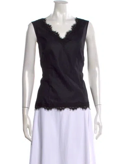 Pre-owned St John Wool Lace Pattern Top In Blue