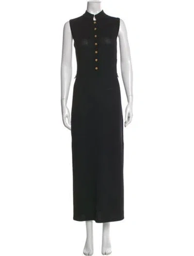 Pre-owned St John Wool Long Dress In Black