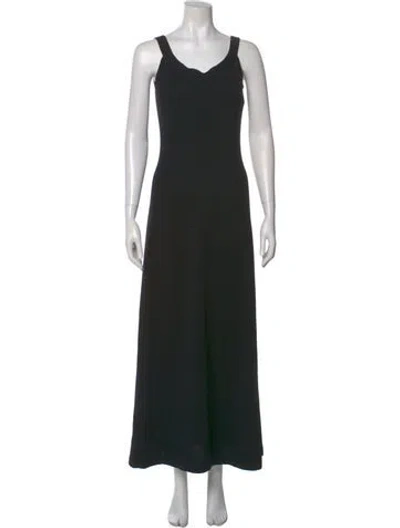 Pre-owned St John Wool Long Dress In Black