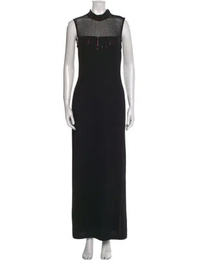 Pre-owned St John Wool Long Dress In Black