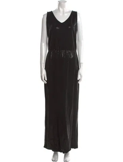 Pre-owned St John Wool Long Dress In Black
