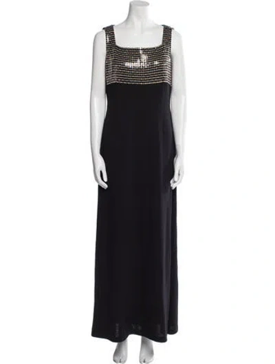 Pre-owned St John Wool Long Dress In Black